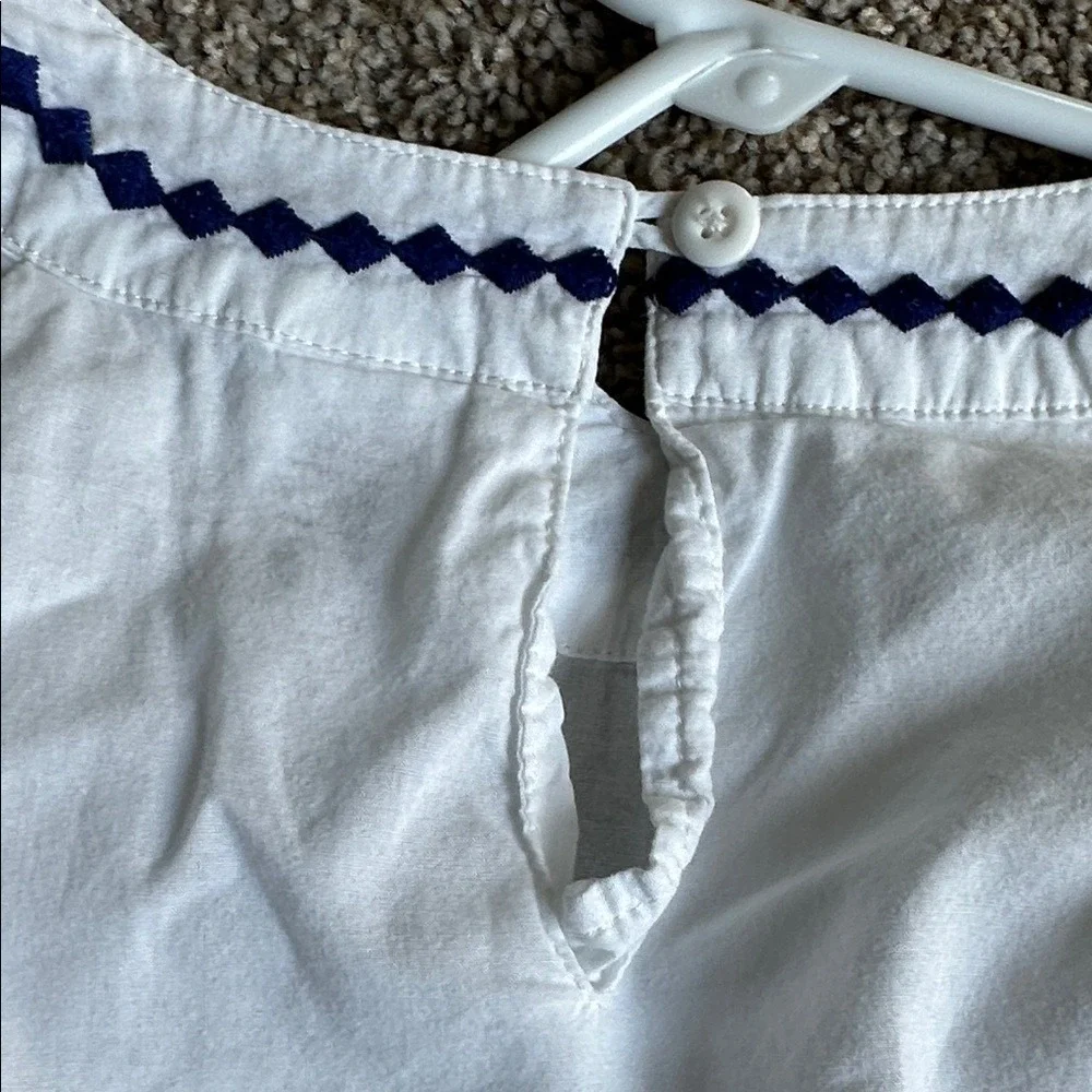 Gymboree Kids White Blue Embroidered Cotton‎ Blouse Top Size 6 Nordic Festive